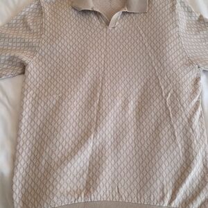 Magaschoni Beige Patterned Knit Polo Shirt